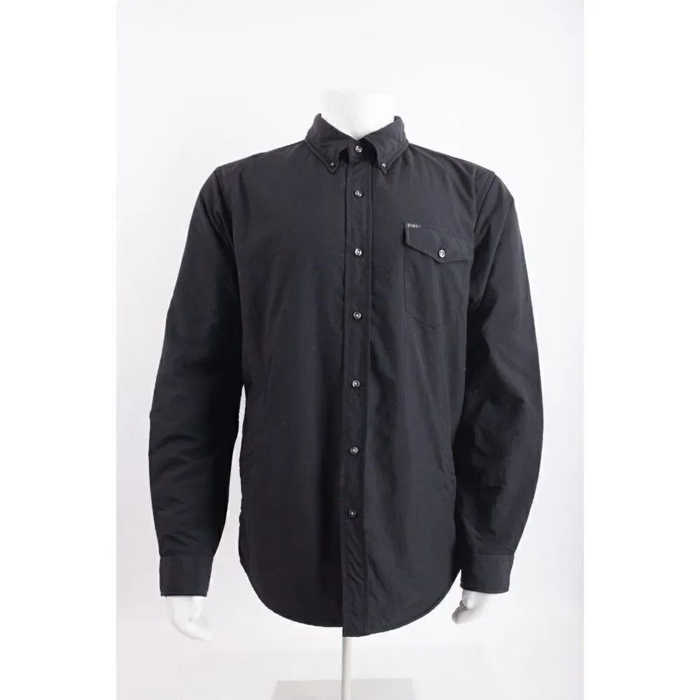 Ralph Lauren Mens Overshirt Nylon Windbreaker Jacket XL Black Button Up NWT